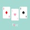 Poker playing card set with ace of spade, diamond and heart sign Love background Flat design