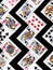 Poker Playing cards are arranged in a chevron pattern.