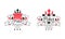 Poker Premium Logo Design Set, Gambling Red and Black Badges and Labels Vector Illustration