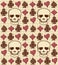 Poker seamless pattern with skull, vector