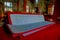 POKHARA, NEPAL - OCTOBER 06 2017: Indoor view of some prayer papers inside the building in Thrangu Tashi Choling