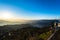 Pokhara sunrise at Sarangkot Hill with view of Himalayan mountain range.