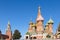 Pokrovsky Cathedral and Spasskaya tower in Moscow