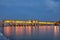 Pol-e Khaju Bridge on River Zayandeh at dusk, Esfahan, Iran.