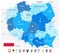 Poland Administrative Map Blue Colors and Flat Map Icons