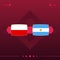 Poland, argentina world football 2022 match versus on red background. vector illustration