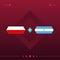 Poland, argentina world football 2022 match versus on red background. vector illustration