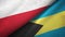 Poland and Bahamas two flags textile cloth, fabric texture