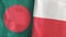 Poland and Bangladesh two flags textile cloth 3D rendering