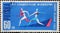 POLAND-CIRCA 1962 : A post stamp printed in Poland showing the graphic of two relay runners handing over the baton at the European