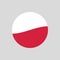 Poland circle flag icon. Waving Polish badge. Vector illustration.