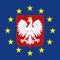 Poland coat of arms on the European Union flag