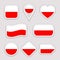 Poland flag stickers set. Polish national symbols badges. Isolated geometric icons. Vector official flags collection