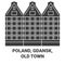 Poland, Gdansk, Old Town travel landmark vector illustration