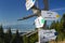 Poland, Gorce Mountains, signpost at Turbacz peak