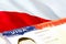 Poland immigration document close up. Passport visa on Poland flag. Poland visitor visa in passport,3D rendering. Poland multi