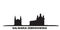 Poland, Kalwaria Zebrzydowska city skyline isolated vector illustration. Poland, Kalwaria Zebrzydowska travel black