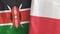 Poland and Kenya two flags textile cloth 3D rendering