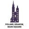 Poland, Krakow, Main Square travel landmark vector illustration