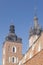 Poland, Krakow, Mariacki st Mary Curch Towers, Midday
