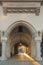 Poland, Krakow, Sukiennice Cloth Hall, passageway seen against daylight in the morning