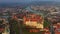 Poland, Krakow, Zamek na Wawelu Aerial View. Old Europe Cityscape