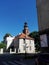 Poland, Leszno - the tower of the church of the John Baptist in Leszno Town.