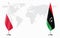 Poland and Libya flags for official meeting