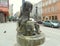 Poland, Lodz, Piotrkowska, fountain with sculptures of babies and catfish