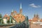 Poland, Lower Silesia, Wroclaw, Tumski Bridge and Collegiate Church of the Holy Cross