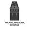 Poland, Malbork, Tpfertor travel landmark vector illustration