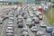 Poland,. Malopolska Region, Krakow Balice Car congestion at motorway toll collecting station
