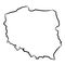 Poland map from the contour black brush lines different thickness on white background. Vector illustration