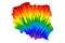 Poland - map is designed rainbow abstract colorful pattern