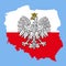 Poland map with eagle