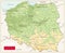 Poland Physical Map Retro Colors