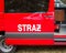 Poland, Poznan -October 1, 2016. Straz pozarna - sign Polish firefighters on the vehicle.