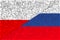 Poland Russia. Poland flag and Russia flag. Concept of aid, association of countries, political and economic relations.