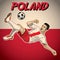 Poland soccer player with flag background