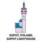 Poland, Sopot, Sopot Lighthouse travel landmark vector illustration