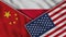 Poland United States of America China Flags Together Fabric Texture Effect Illustrations