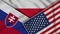 Poland United States of America Slovakia Flags Together Fabric Effect Illustration