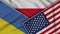 Poland United States of America Ukraine Flags Together Fabric Texture Illustration