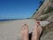Poland, Wolin island - sandy cliff and feet.