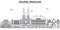 Poland, Wroclaw architecture line skyline illustration. Linear vector cityscape with famous landmarks, city sights