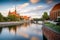 Poland, Wroclaw cityscape. Wroclaw historic old cityc enter by Odra river.