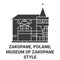 Poland, Zakopane, Museum Of Zakopane Style travel landmark vector illustration