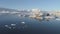 Polar antarctic vernadsky station aerial view