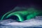 The polar arctic Northern lights aurora borealis sky star in Norway Svalbard in Longyearbyen city moon mountains