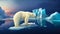 Polar bear above iceberg